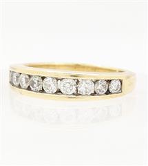 14K Solid Yellow Gold 3.9g Diamond Channel Band Stackable Wedding Ring Size-6